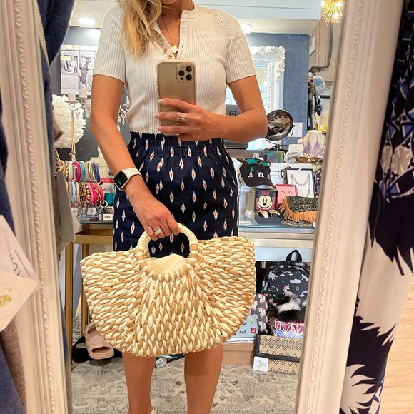 RAFFIA SUMMER PICNIC BASKET STYLE BAG WOVEN CREAM - Picture 4 of 7